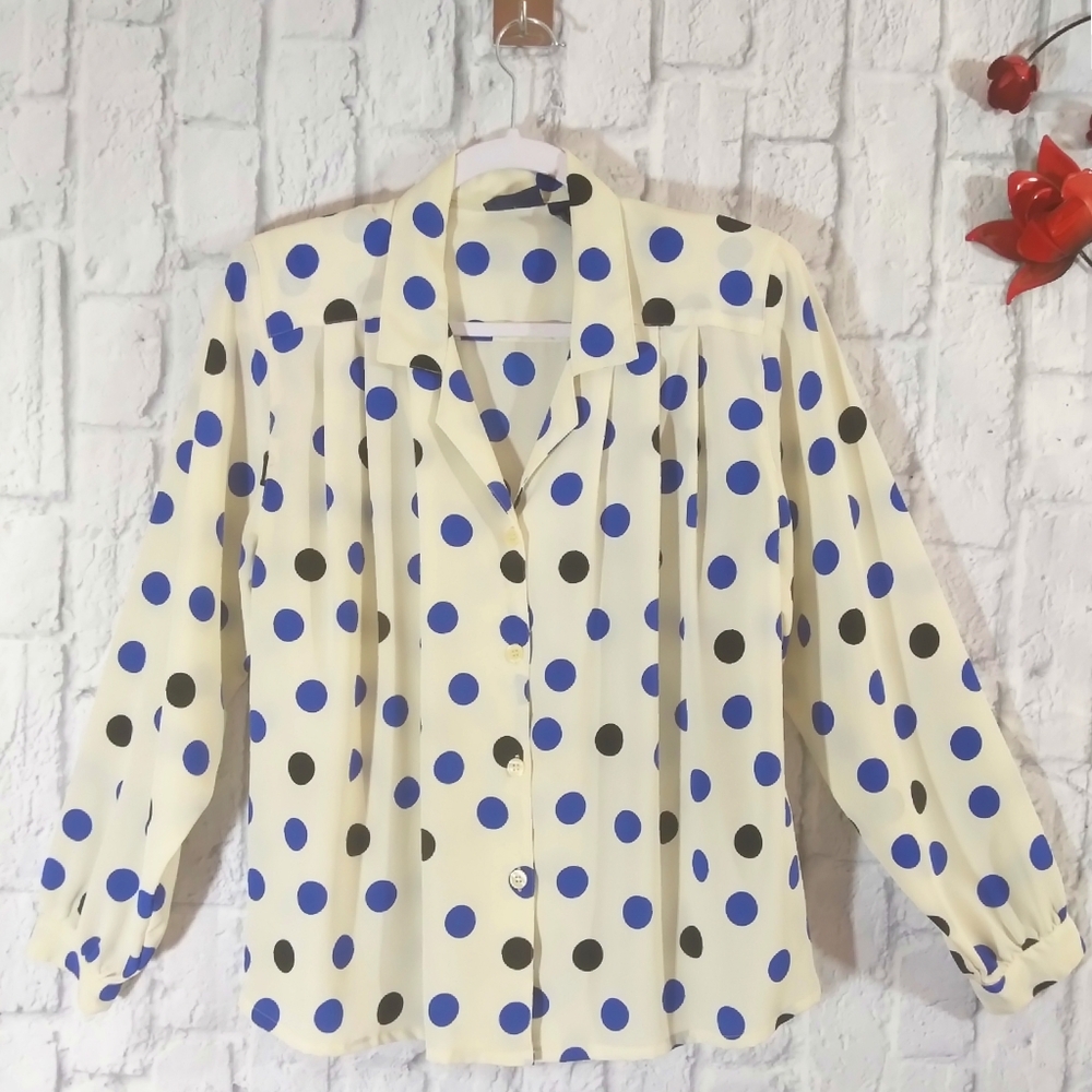 Jennifer Moore Polka Dots Button Down Shirt